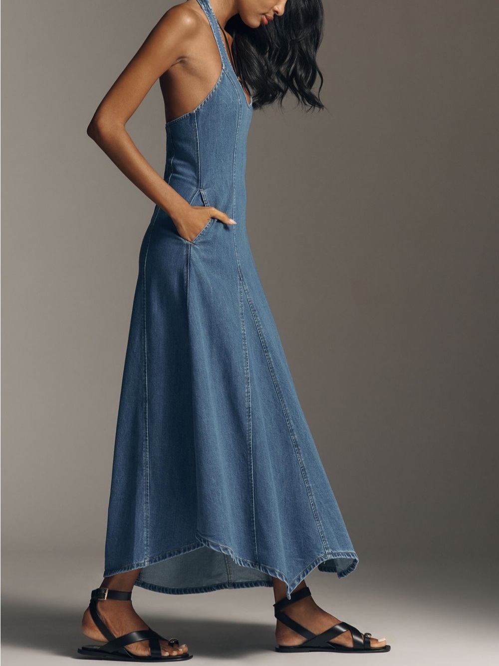 SOVERE Elodie Halter-Neck Denim Maxi Dress - Picture 4 of 9